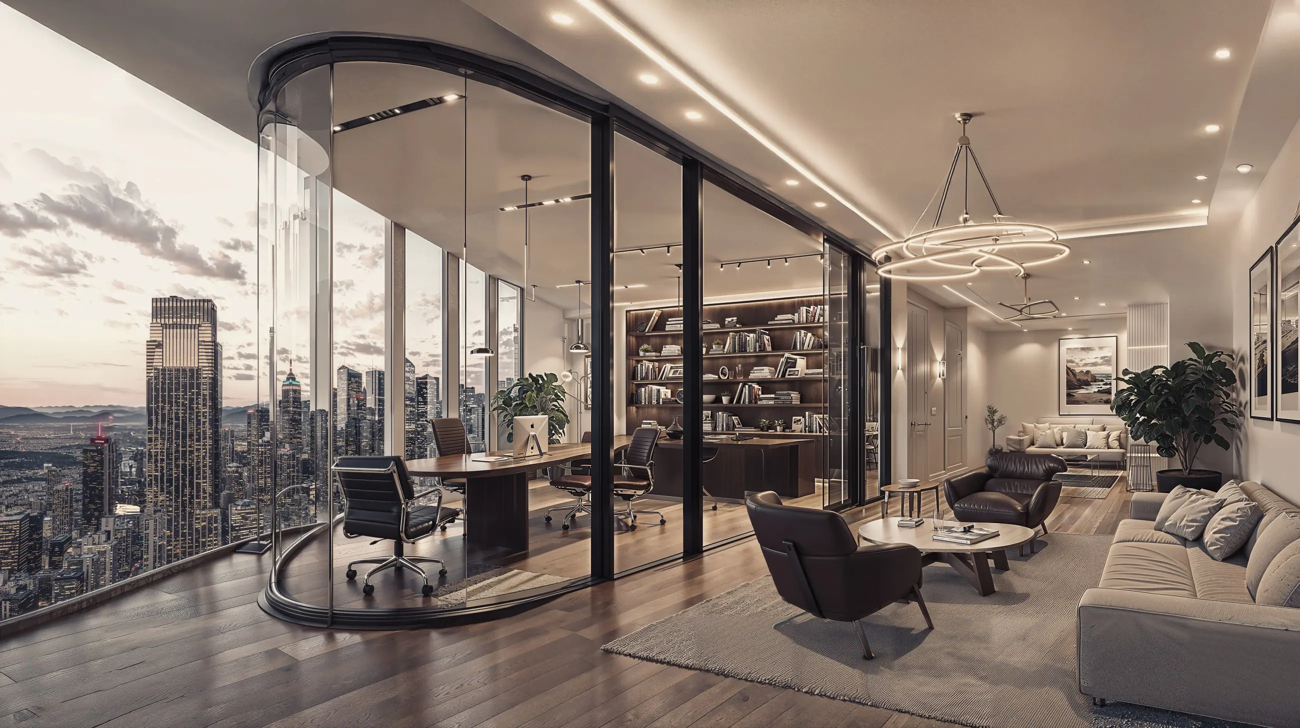 An executive office overlooking a city