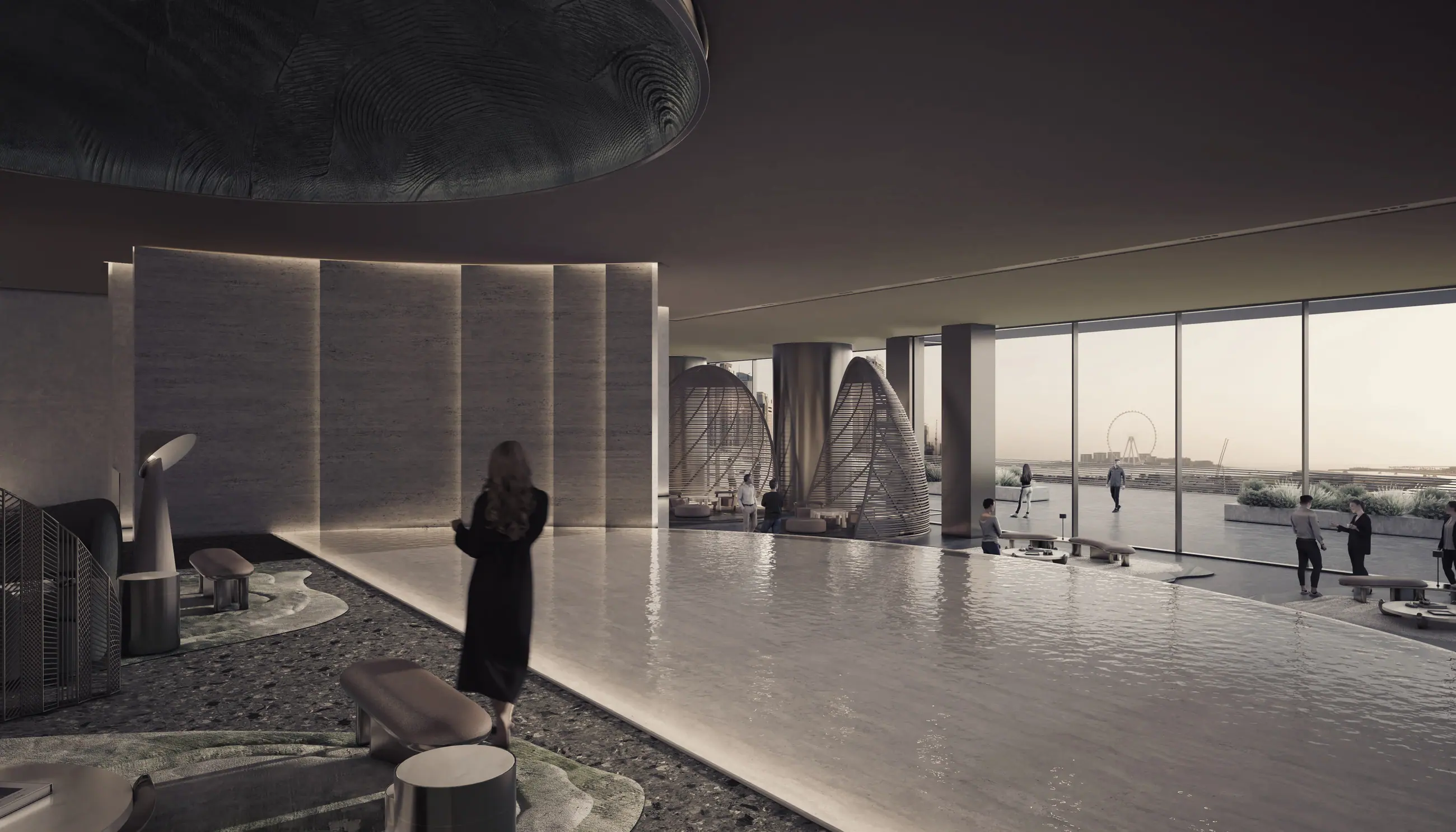 A podium level with planted terraces