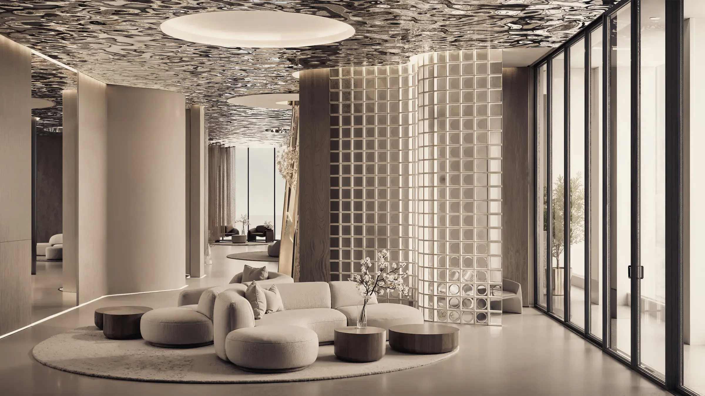 A perforated screen against daylight